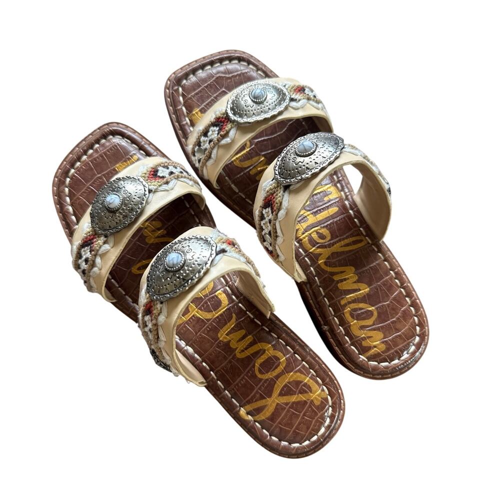 Sam Edelman Women's Hardyn Slide Sandals Cream Size 7 Southwest Vacation